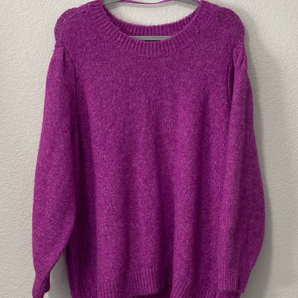Lane Bryant Vibrant Pink Knit Crewneck Sweater Size 26/28